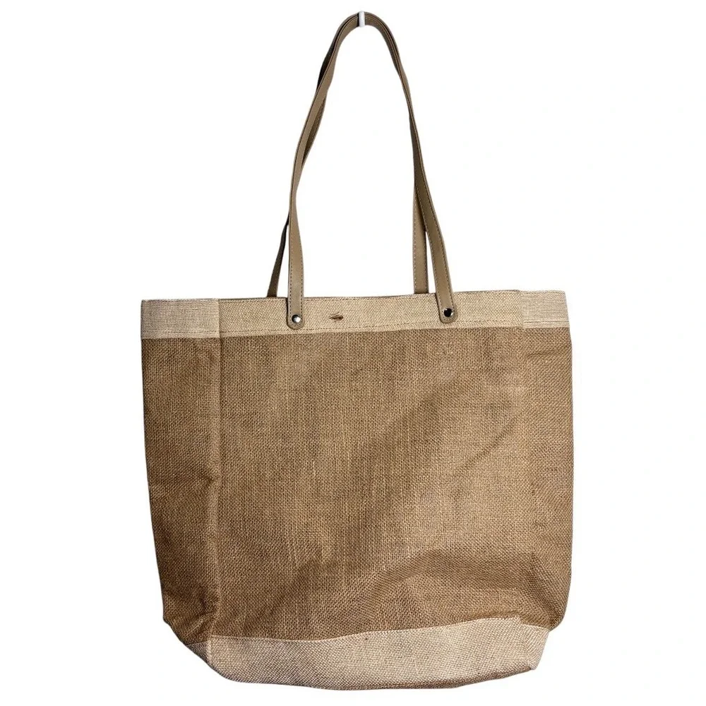 Unbranded Tote Bag Womens‎ Large Tan Burlap Dont Worry Beach Happy Summer Jute